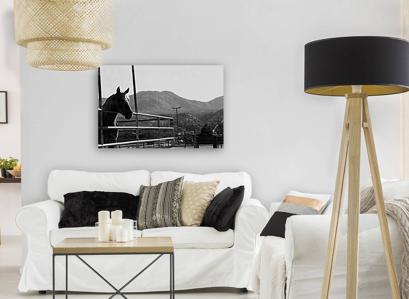 Horse amidst the mountains Reproduction