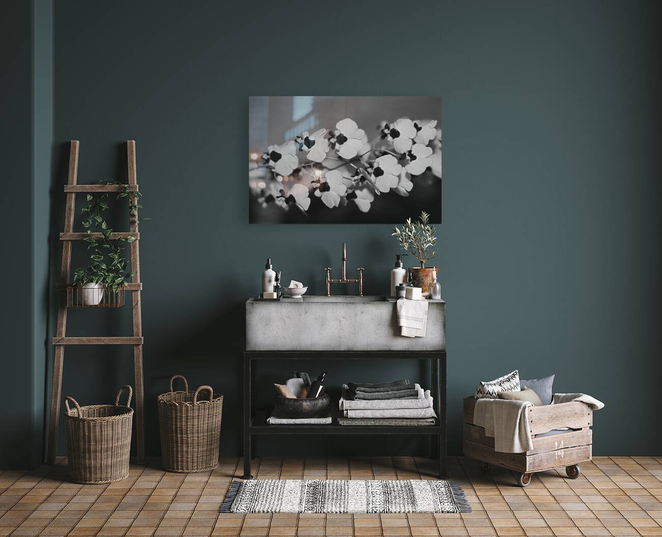 Black and White Floral Series 2 Reproduction